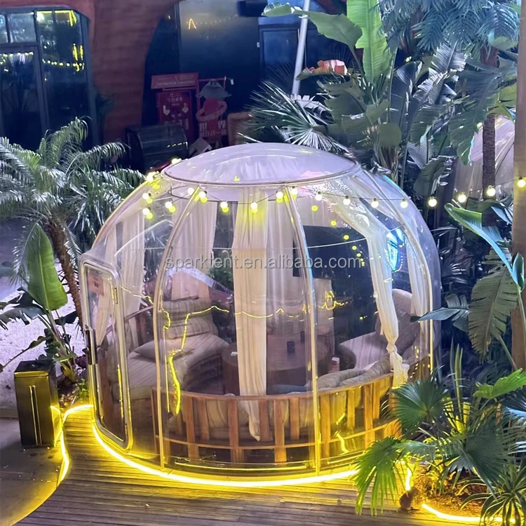 Full Transparent PC Garden Igloo House PC Geodesic Dome with Curtain