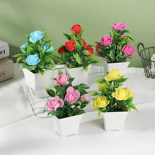 Professional Supply  Silk Rose Flowers Rose Silk Flower Bunch Bonsai Tree Real Plant