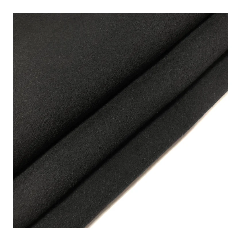 
factory direct selling black blend reversible plain 60%wool fabric for warm overcoat 