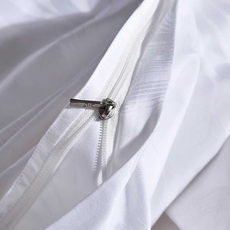 JILI SILK  king size 100% cotton white high density jacquard queen size duvet quilt cover set for home