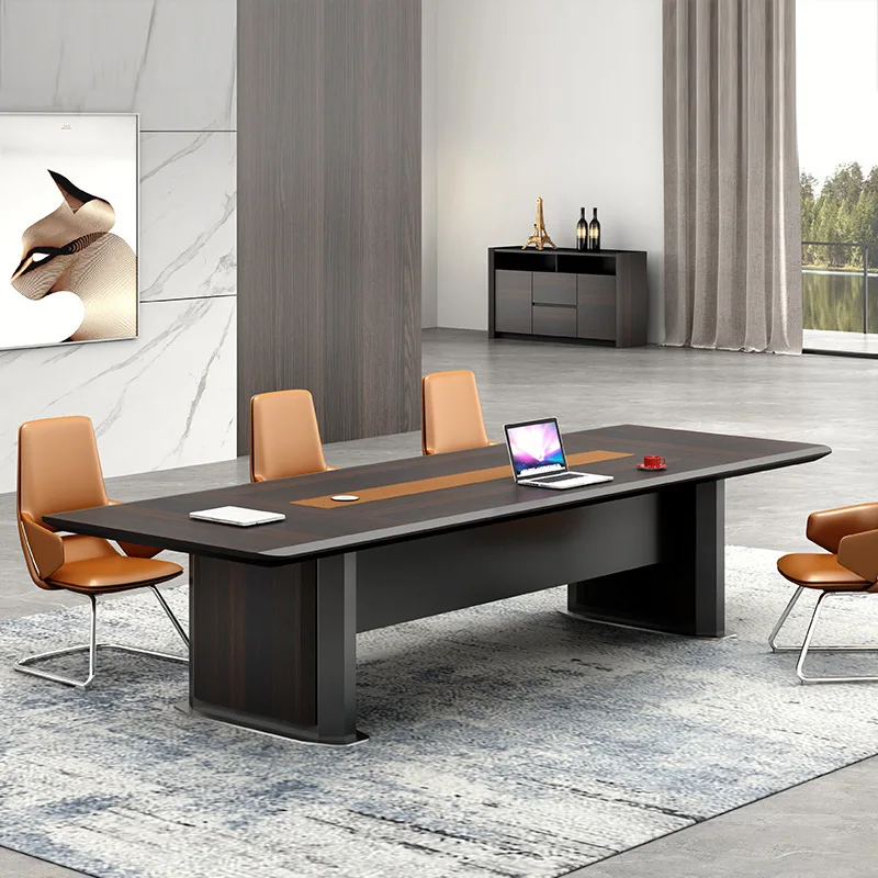 Modern High-End Light Luxury Metal Strip Table Creative Design Conference Room Long Office Furniture Large Office Negotiation