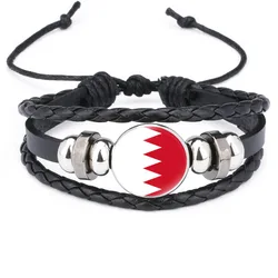 National flags leather bracelet handmade braided bracelet