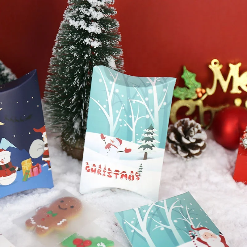 Cartoon Christmas pillow packaging gift box for candy biscuit snack packaging Christmas box