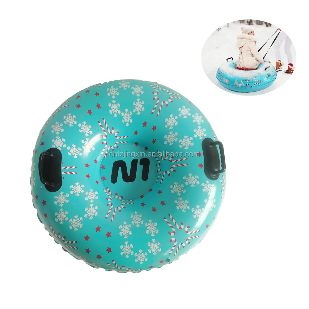 Strengthened Handle Sledding Tubes Winter Outdoor Sports Inflatable Snow Sled Tube for Kids and Adults.(Candy & Christmas)