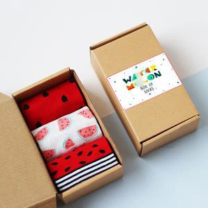 Biodegradable square Colorful Funny Luxury Cute Winter Warm Socks Custom Corrugated Shipping Mailer Socks Packaging Paper Box