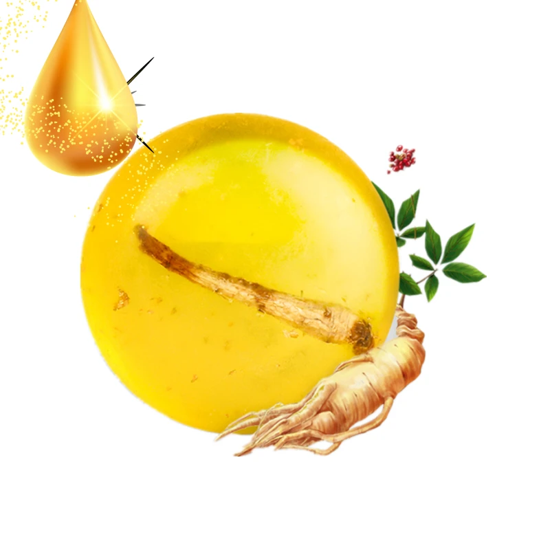 Golden Supplier 100G OEM Handmade Gold Foil Ginseng Soap Bar Anti-acne Remove Dark Spots n Pimples Anti-bacteri Soap