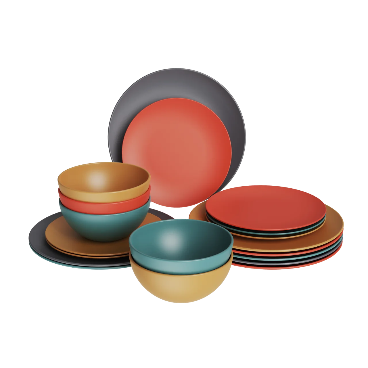 Dishes Minimalist 12pcs/Set Tableware Eco Friendly Degradable Plates Bowls Dinner Set RPET Dinnerware Sets