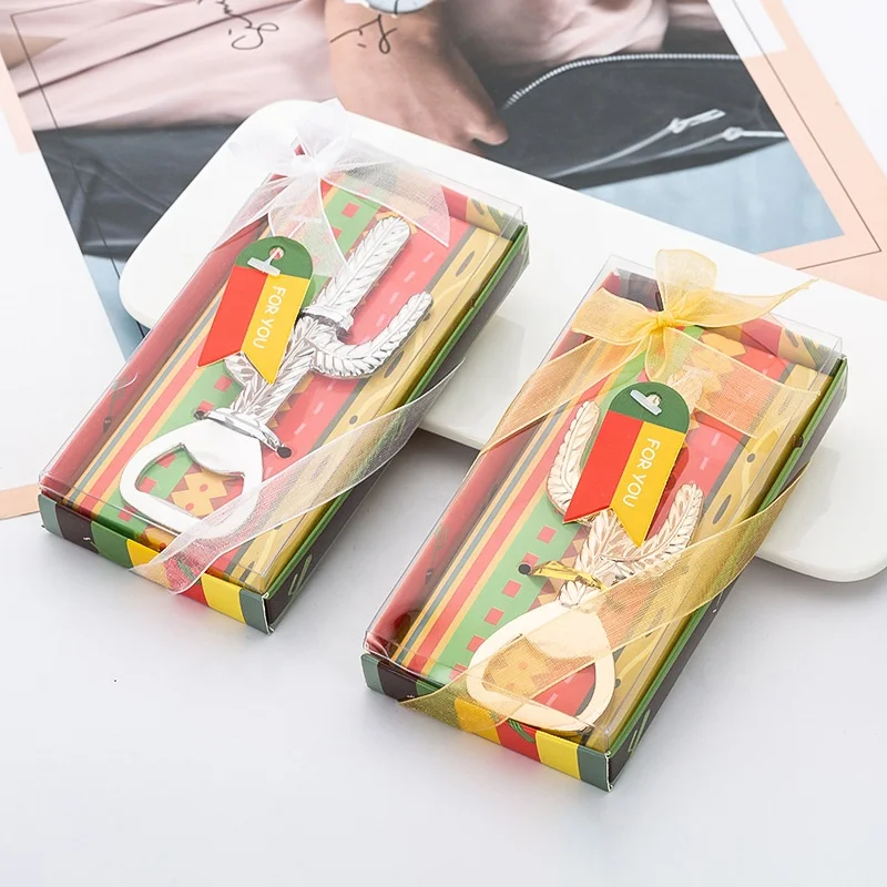 
Wedding Favors or Baby Shower Party Gifts Elegant Box Gold or Silver Cactus Bottle Opener 