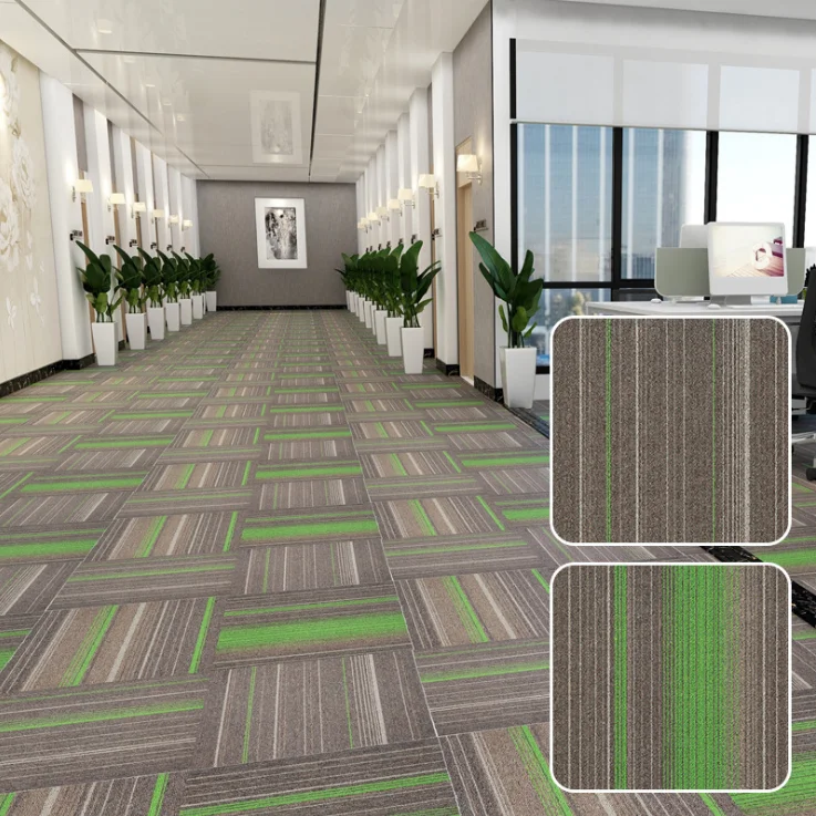 Office home and entertainment places are fully paved with spliced polypropylene carpet 50X50cm Asphalt bottom