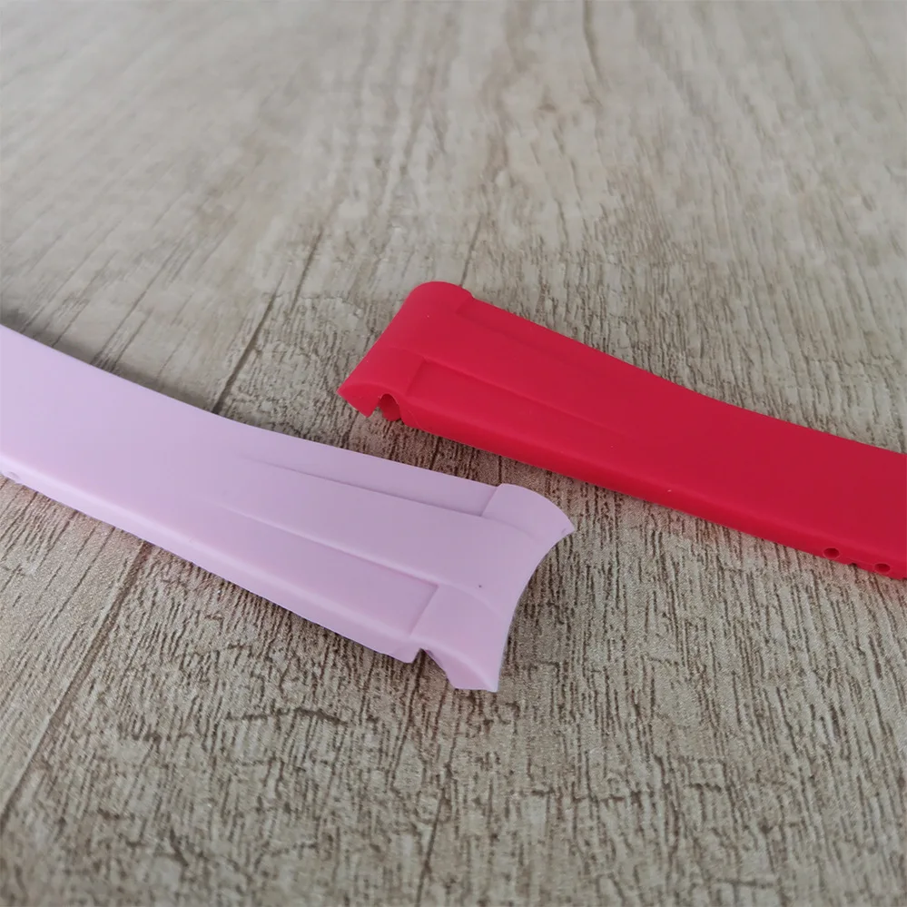Watch accessories rubber non luminous watch strap 20MM * 18MM stainless steel single folding buckle silver steel buckle