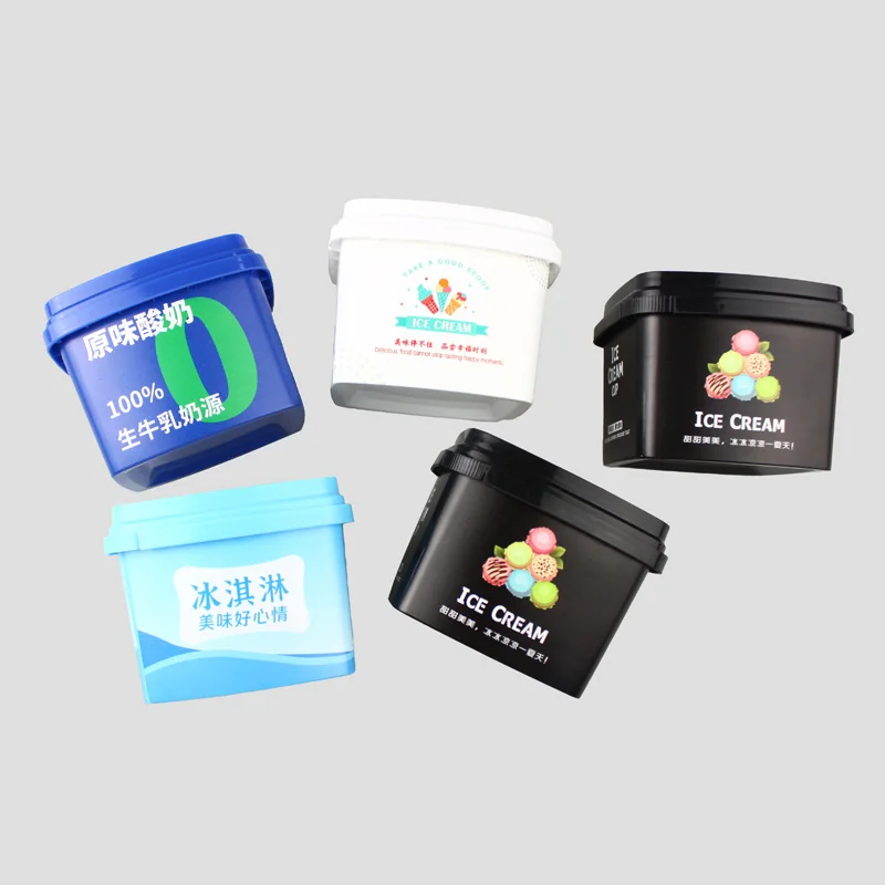 Plastic cups with lids and spoon In-mold Labeled 130ml ice cream cup Customized pp plastic yogurt cup fruit dessert yogurt