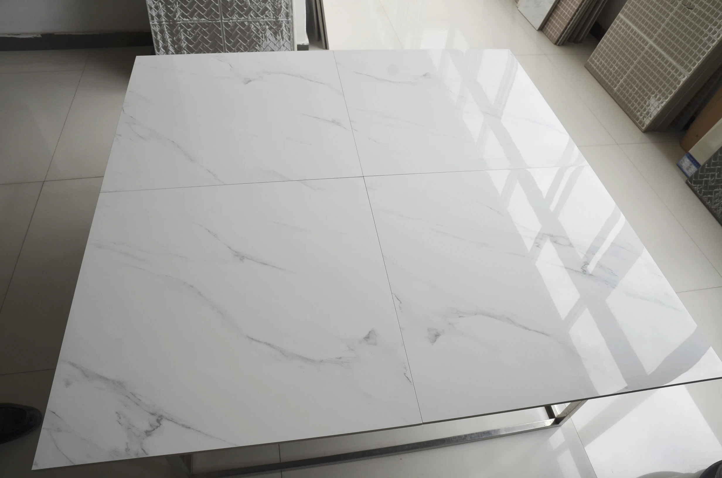 high gloss pure full glazed polished white carrara ceramic porcelain floor tile in guangzhou