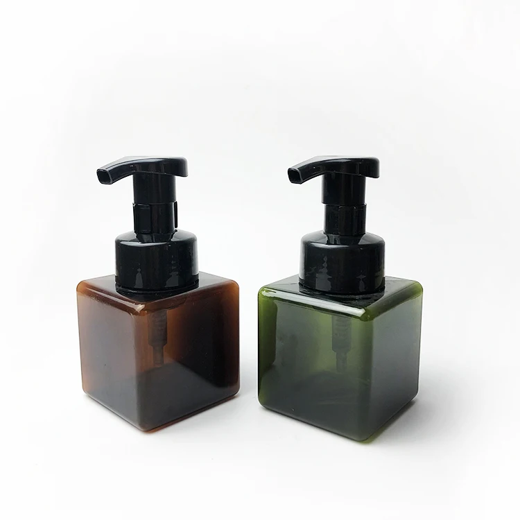 Cosmetic 250ml White Brown Green Cosmetic Container 8oz PET Plastic Foam Lotion Soap Dispenser Shower Gel Pump Bottle