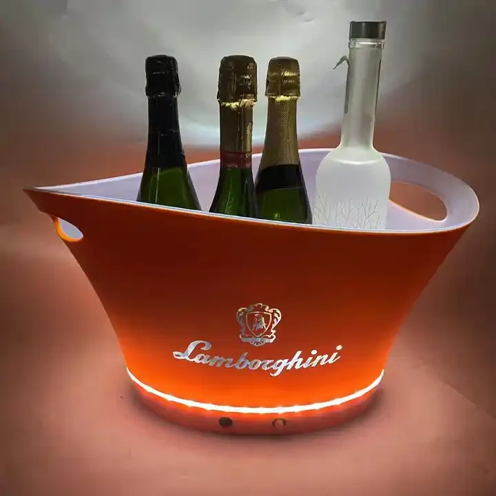 Лидер продаж светодиодное светящийся ведро со льдом фирменный логотип Прозрачное пластиковое для ночного клуба