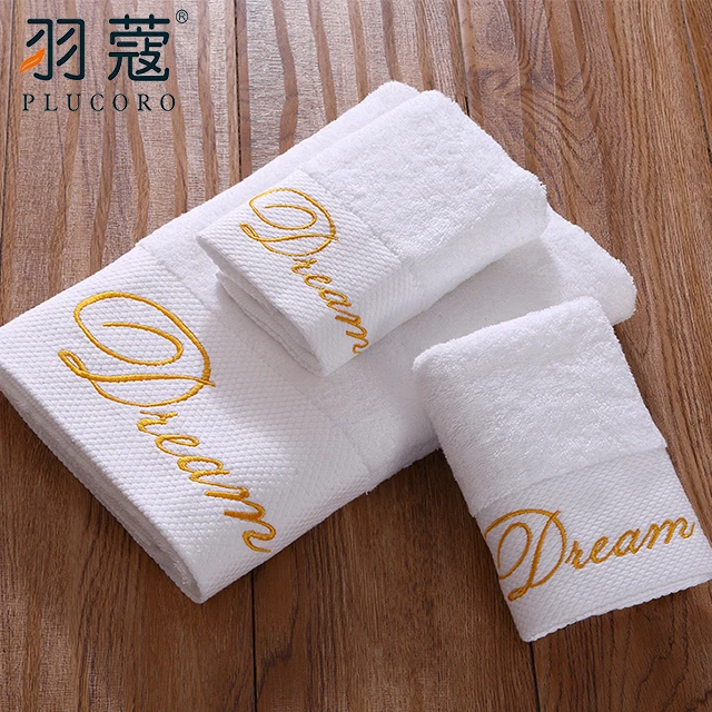 Hotel 100% Cotton 16s Towel Set Bath And Hand Towel With Embroidery Customer Logo
