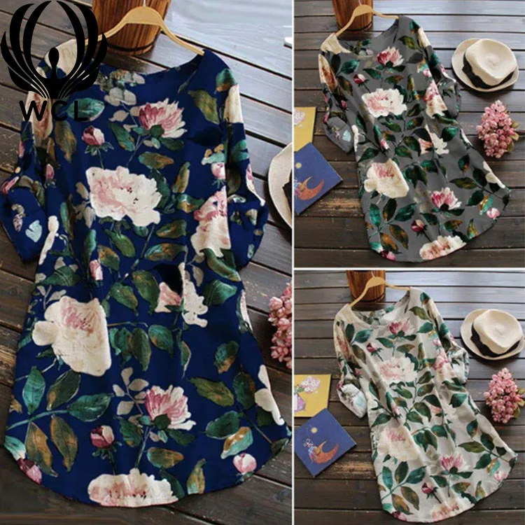 Quick Dry Ladies Tunic Tops Print Chiffon Wear Casual Comfortable Long Sleeves Button Printed Women Shirts