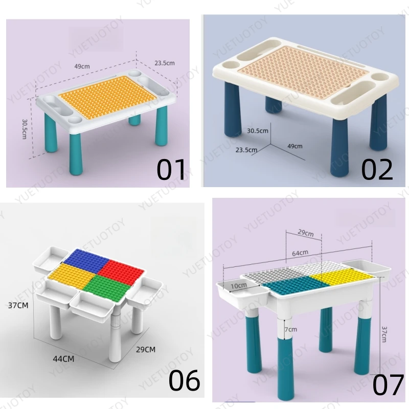 OEM/ODM plastic height adjustable lifting mode study multi-functional building block table and drawing table kid table and chair