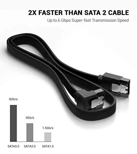 KUYiA SATA Cable III, 35cm Locking Latch Straight to 90 Degree Right Angled Data Leads 6Gbps Speed, HDD
