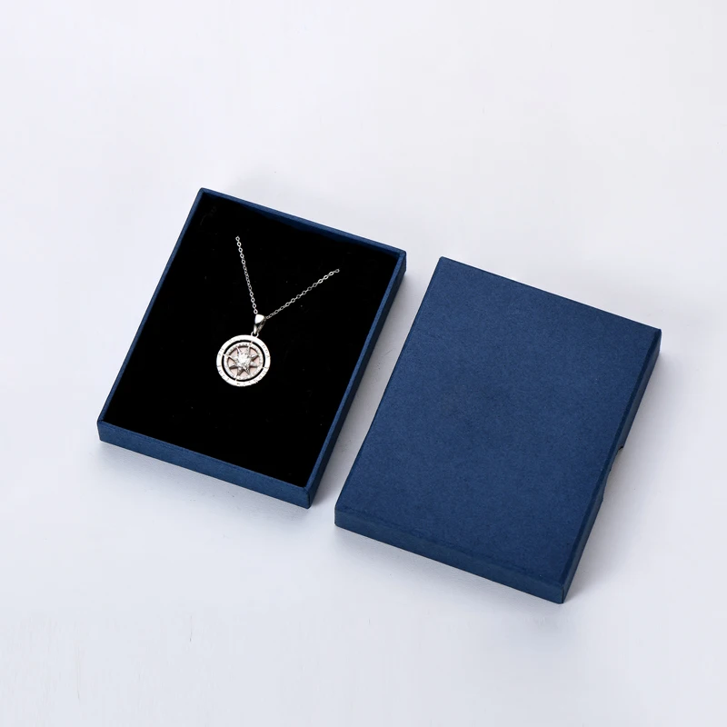 Bling Cubic Zirconia Neck Jewelry Gift 925 Sterling Silver Chain Necklace Exquisite Compass Pendant Necklaces for Women