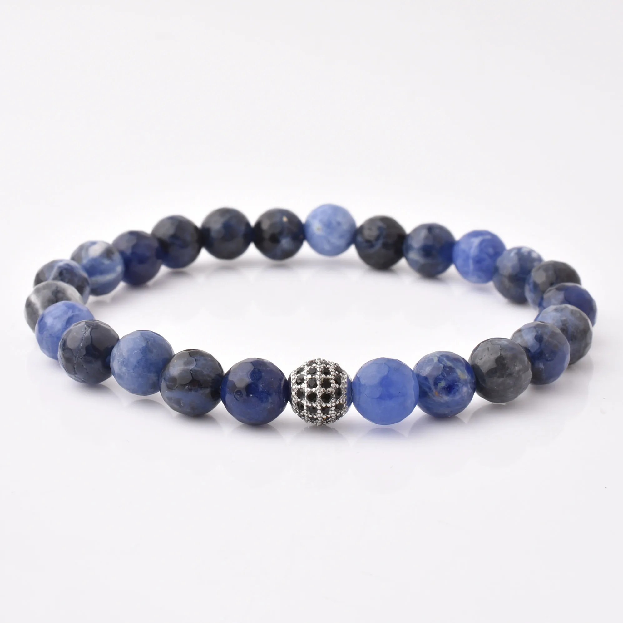 Fashion Multi Gemstone Silver Stainless Charm With White Crystal Bracelet Women