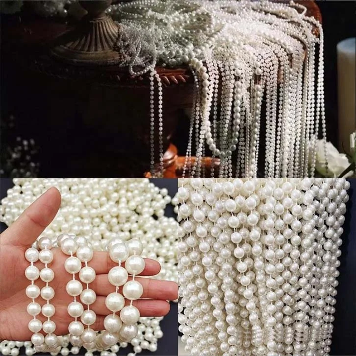 Wholesale White Faux Pearl Garland Spool Roll Strand Wedding Party Decoration pearl ribbon