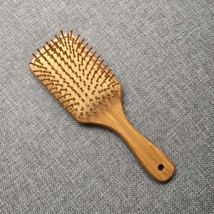 
OEM bamboo airbag massage square comb detangling hair brush 