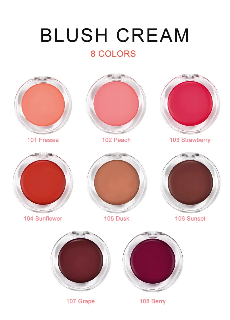 Hot Selling Custom Logo 8 Colors Velvet Mousse Texture Matte Creamy Blusher Single Blush Pallet Blush Palette with Mirror