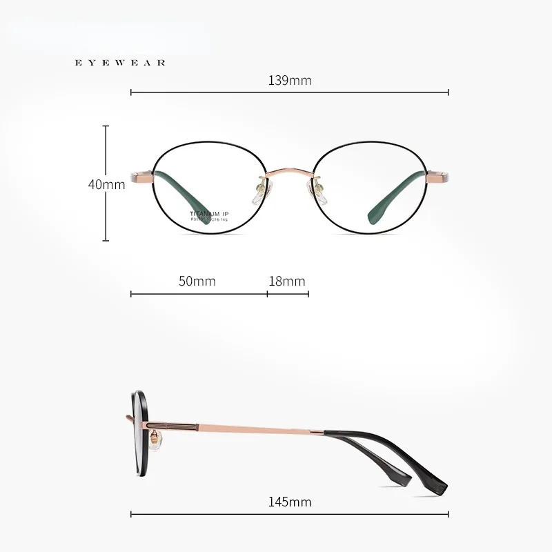 Fashion men women myopia glasses IP electroplated round plano lenses glasses Pure titanium eyeglasses Optical frame