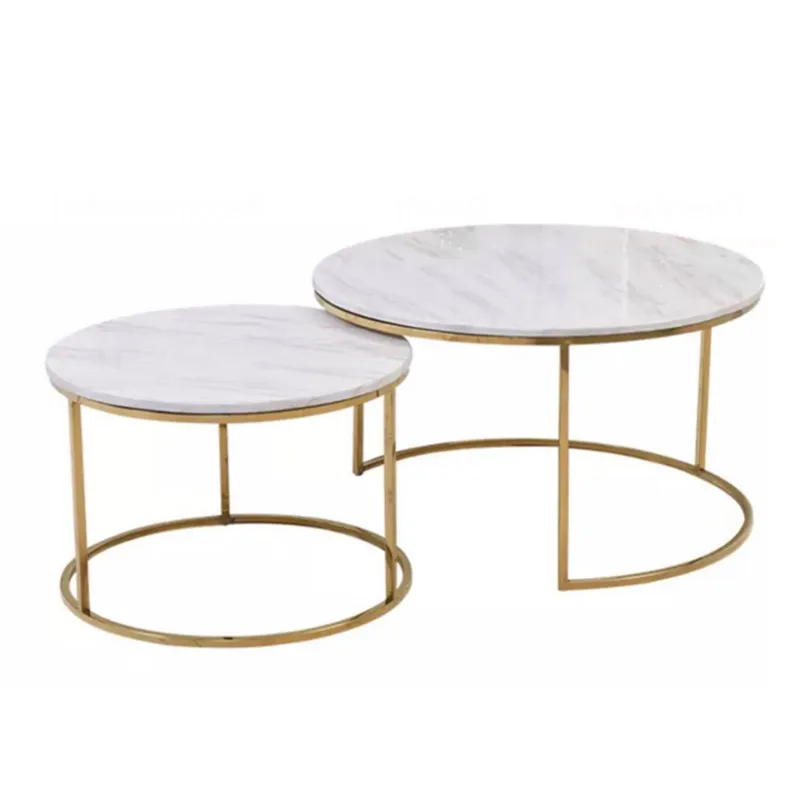 Wholesale living room furniture MDF top coffee side table sets cheap modern design metal frame coffee table