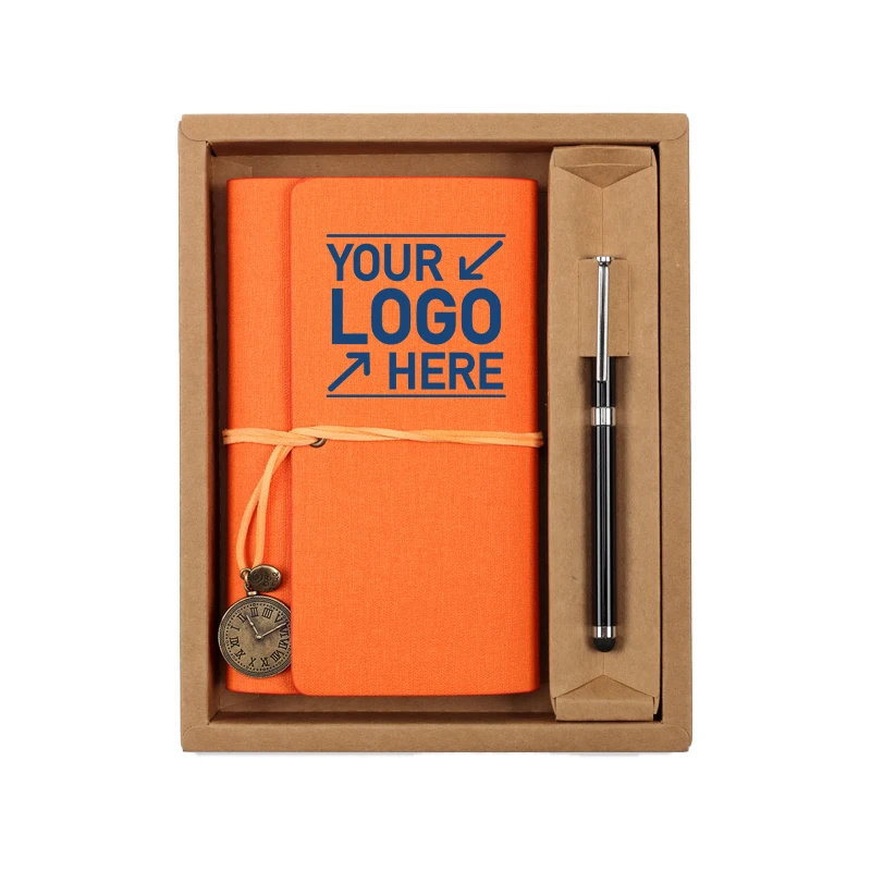 Henghou Superior Quality Office Stationery Business Gift Set Include Elegant Leather Cover Notebook and Pen with Box Fashionable