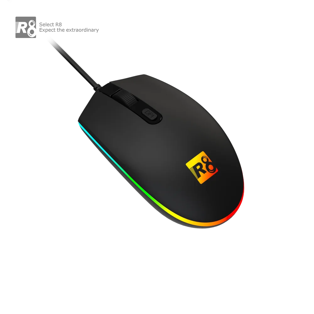 Wholesale New in 4D Wired Ergonomic Optical Mouse with Rainbow led with breath