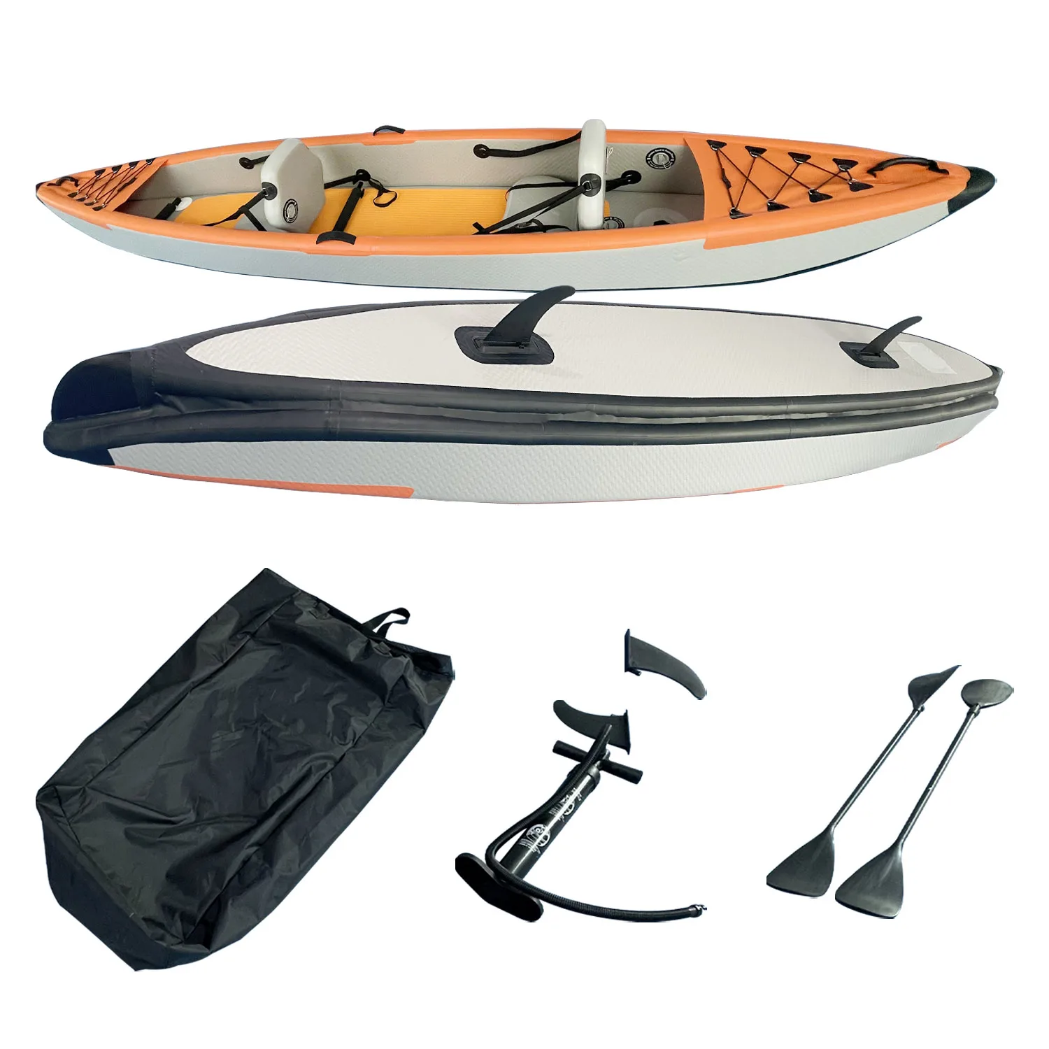 4+ Meter Reinforced PVC Inflatable Kayak Water Sports Canoe for 2 People with Wire Drawing Cushion Paddle Board Fishing Boat