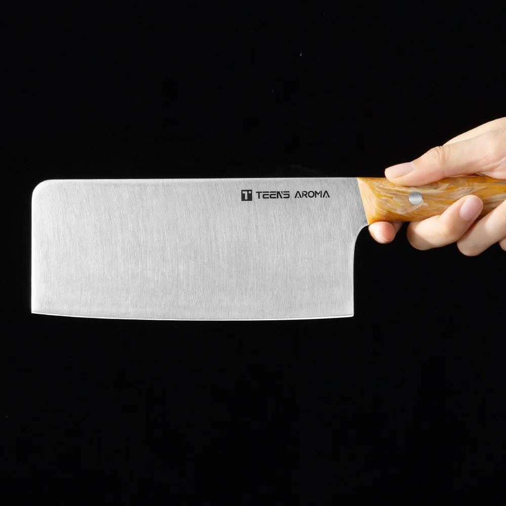 New Design Chinese Vegetable Cleaver Knives Acrylic Handle Kitchen Chopping Knife Set