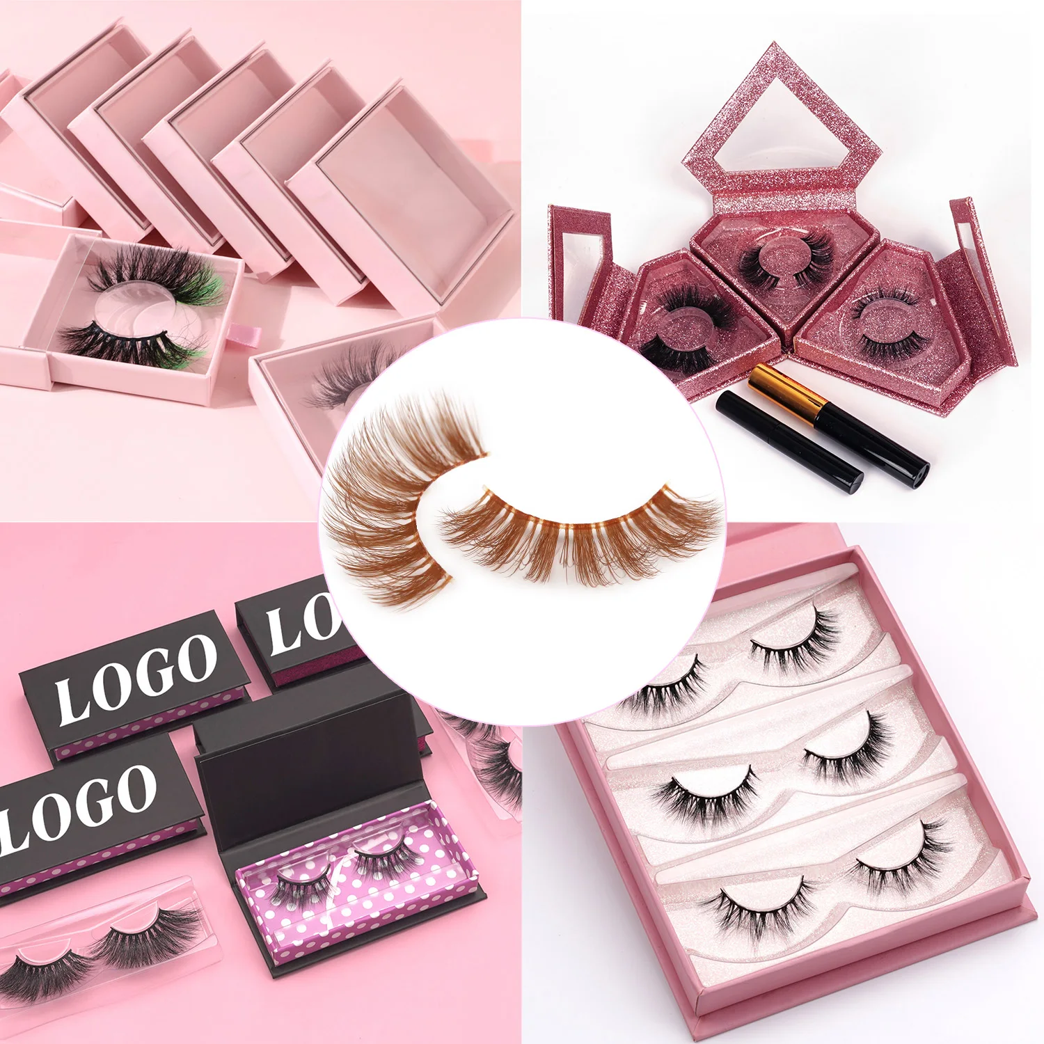 Faux Mink Brown Eyelash Strips Wholesale Non Toxic Waterproof Natural Brown Strip Lashes