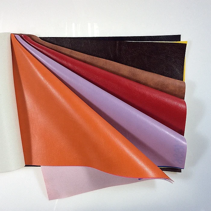 orange synthetic China rexine, rexine leather fabric for sofa, red bag sofa bed leather