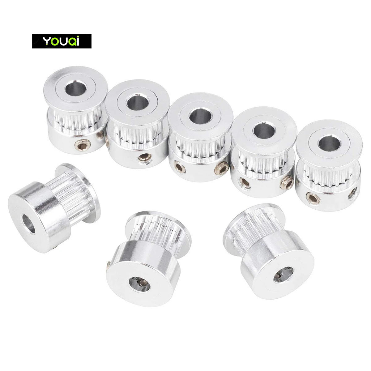 YouQi 5mm 20 Teeth GT2 Timing Belt Pulley Timing Pulley Wheel and Rubber 2mm Pitch 6mm Wide Timing Belt