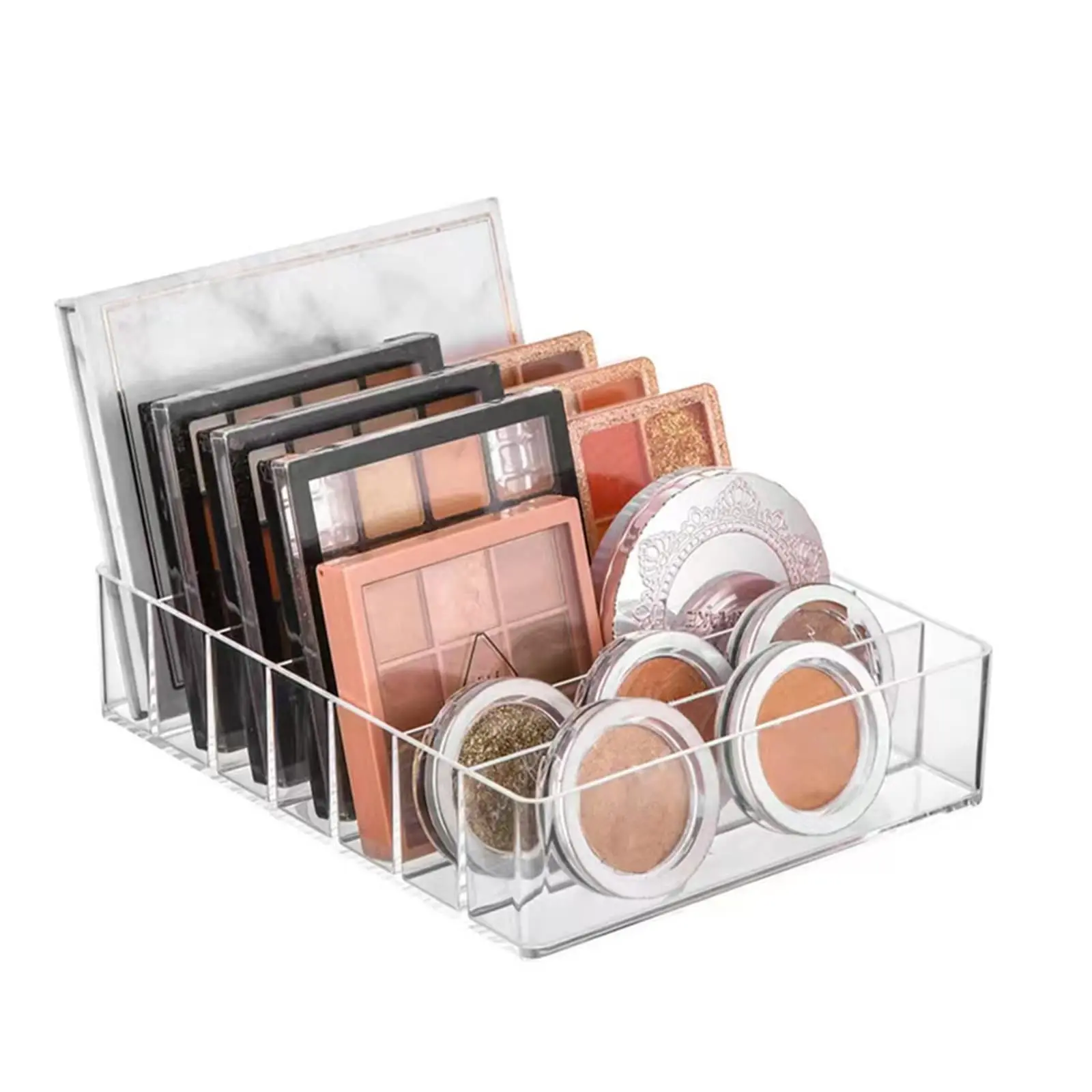 BPA Free Modern 7 Section Divided Vanity Cosmetics Storage Holder Eyeshadow Palette Makeup Organizer