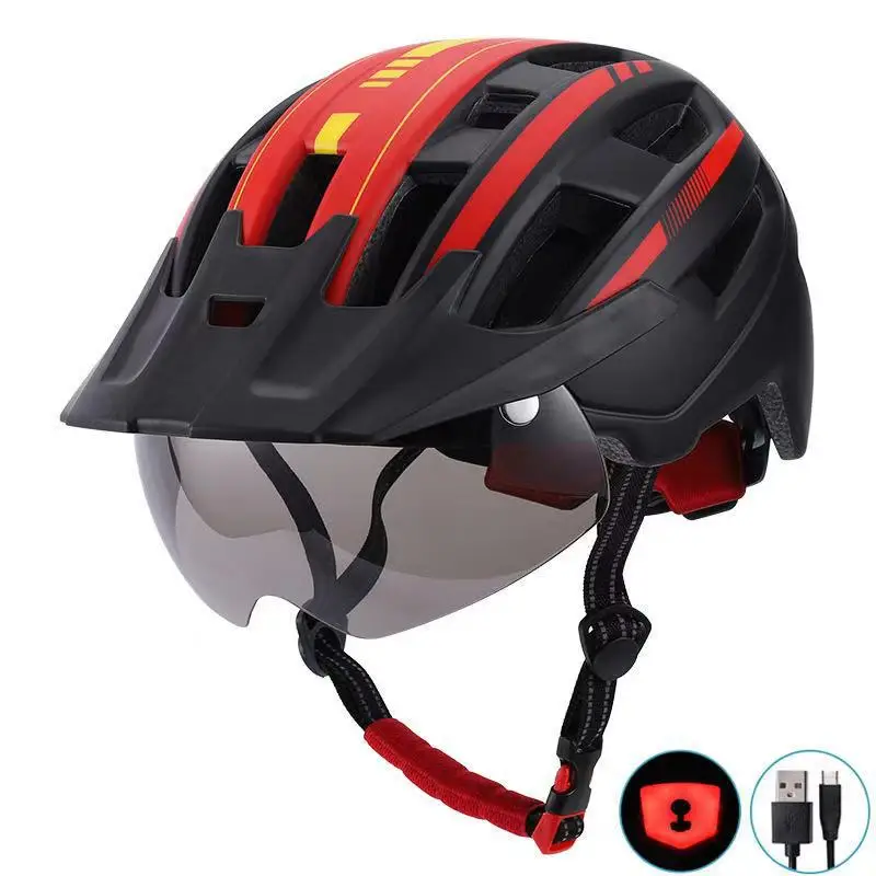 lightweight bicycle helmet road bike safety helmets with wind mirror and lamp light