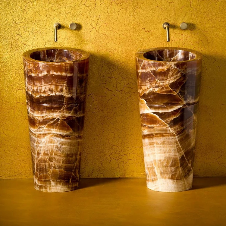 New Arrivals Modern Design Agate Onyx Sink Artificial Stone Sintered Stone Basin Marble Pedestal Basin