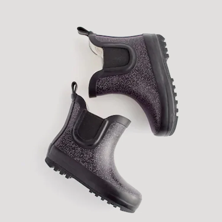 Custom Adorable Short Ankle Design Wellies Warm Faux Fur Lined Kids Rain Boots