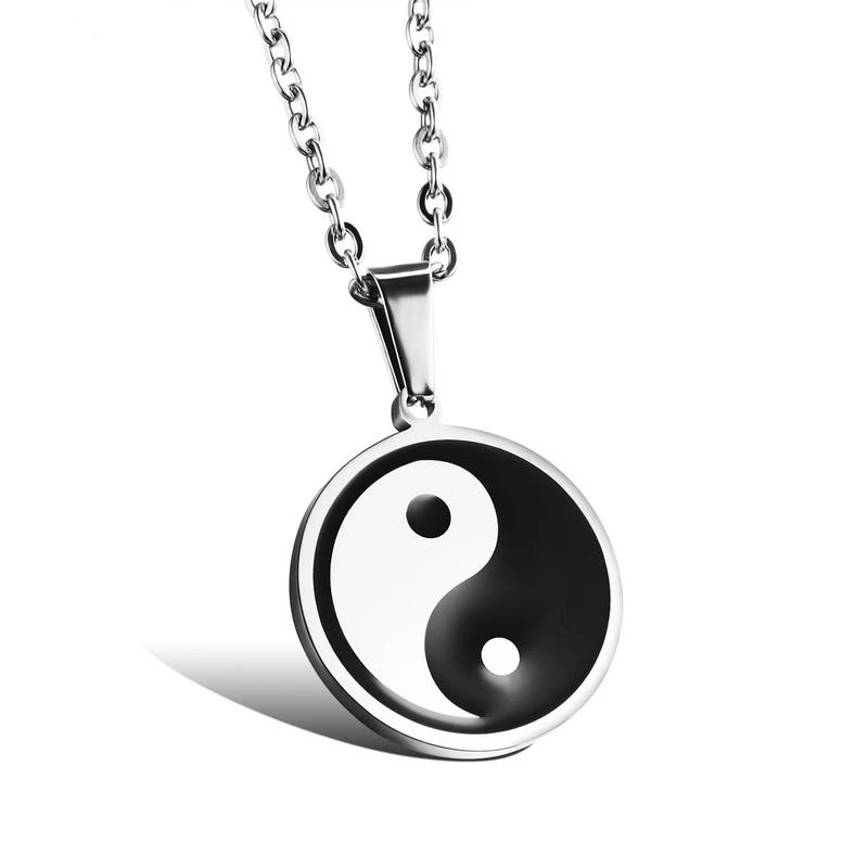 Chinese Style Cross Pattern Stainless Steel Pendant Necklace Punk Retro National Yin Yang TaiChi Style Jewelry Women Gossip Gift