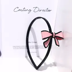 wholesale trendy acetate pvc pink bow headband for girls women fashion hairband accessories plastic hair hoop headband with bows