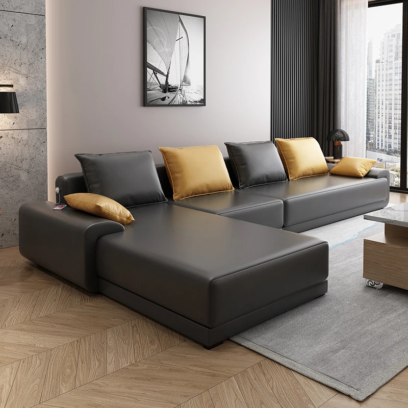 Nordic L Shape Sofa Apartment Simple 3 Seater Sofa Bed Light Luxury Furniture Combination Relaxing Sofa Set Living Room Modern