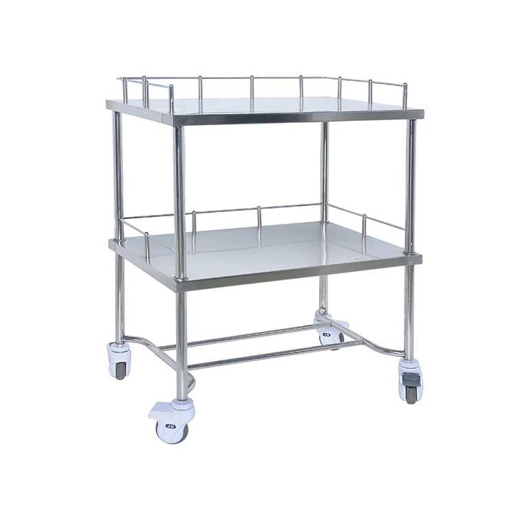 BMT38 Stainless Steel Two-barrel Dirt Cleaning Medical Waste Transport Trolley