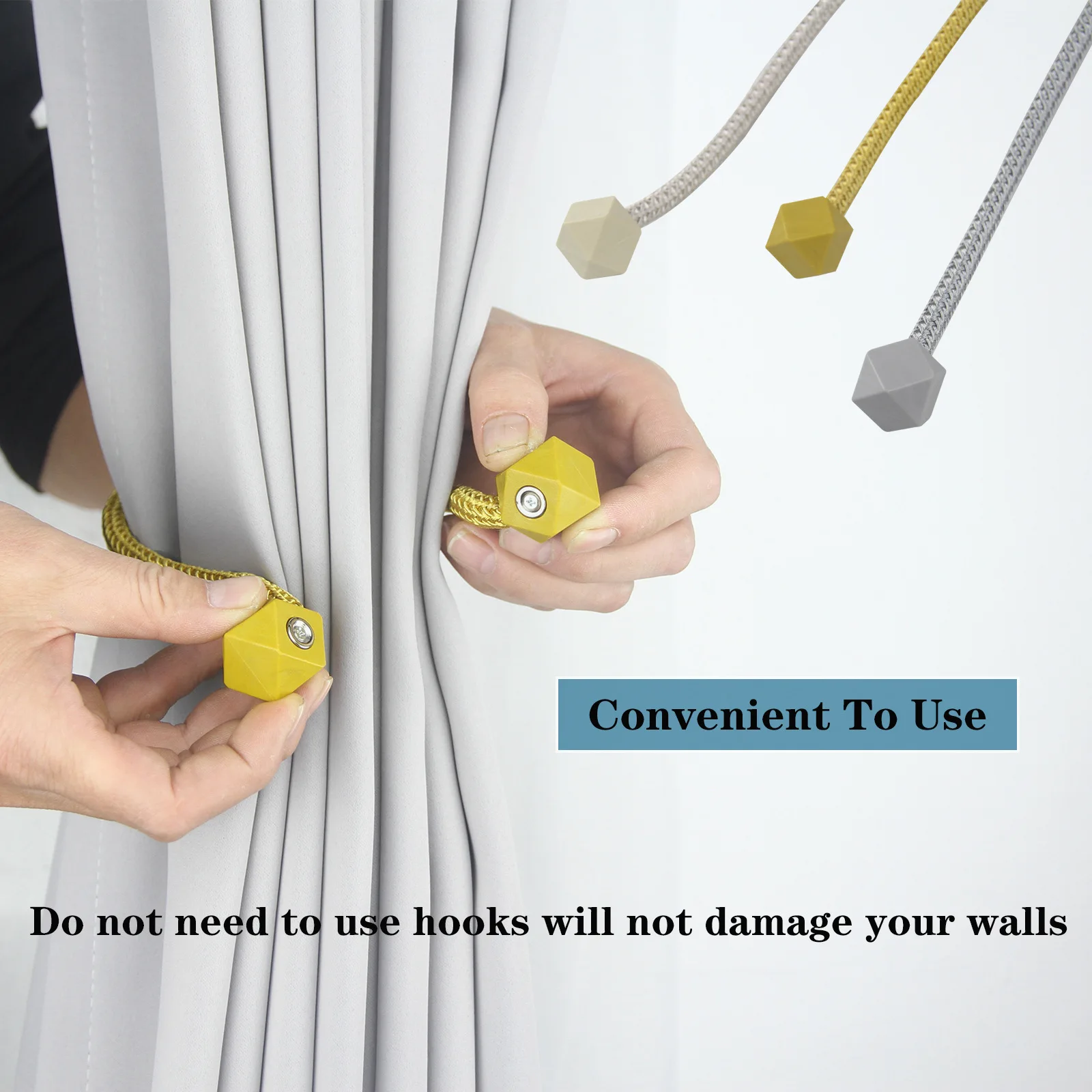 Magnetic Curtain Tiebacks Decorative Curtain Holdback Rope Convenient Tie Backs Strong Magnet Curtain Holder Clips