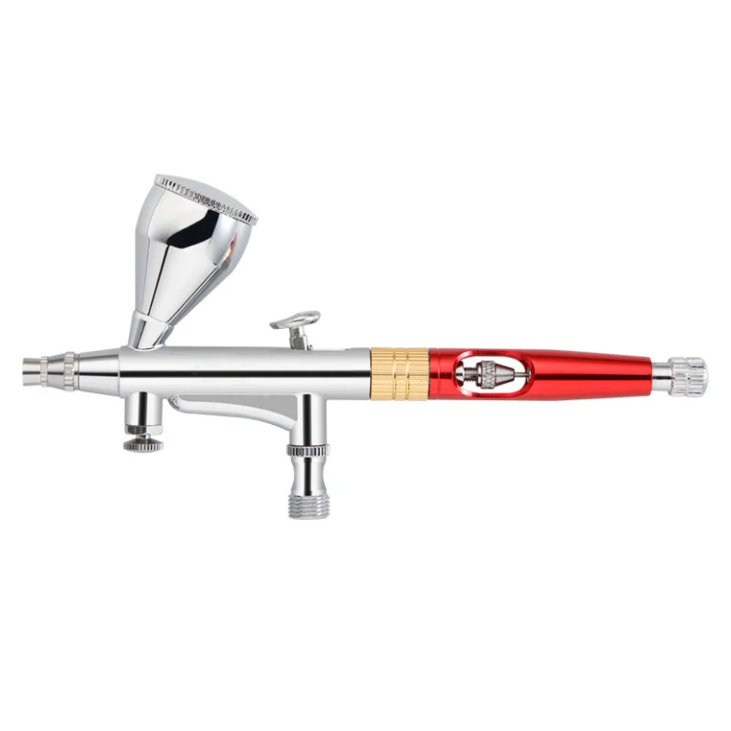 Red 0.3mm Dual-Action Gravity Feed Spray Gun Kit Trigger Spray Airbrush Gun for Cake Decorating Painting Tattoo Models Art