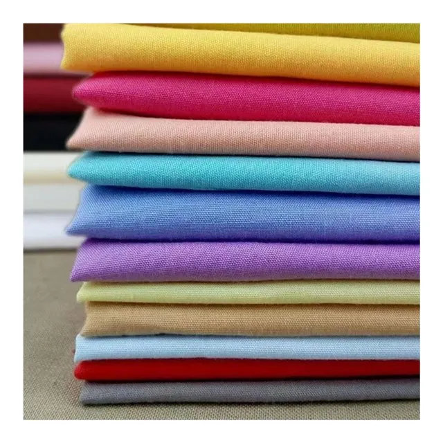 ready stock Good quality t/c 80/20  polyester cotton dyed  fabric for shirt pocket and dress school uniform