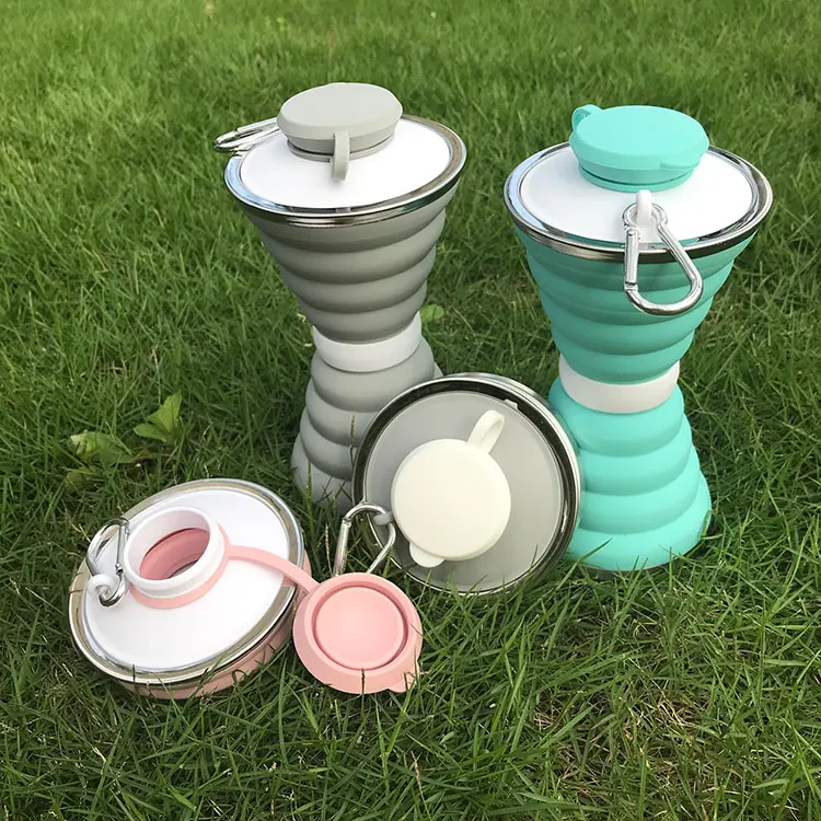 Free sample  Ecofriendly Sport Drinkware Shaker Protein Cycling Water Bottle Bpa Free Foldable Bottle Silicon Collapsible