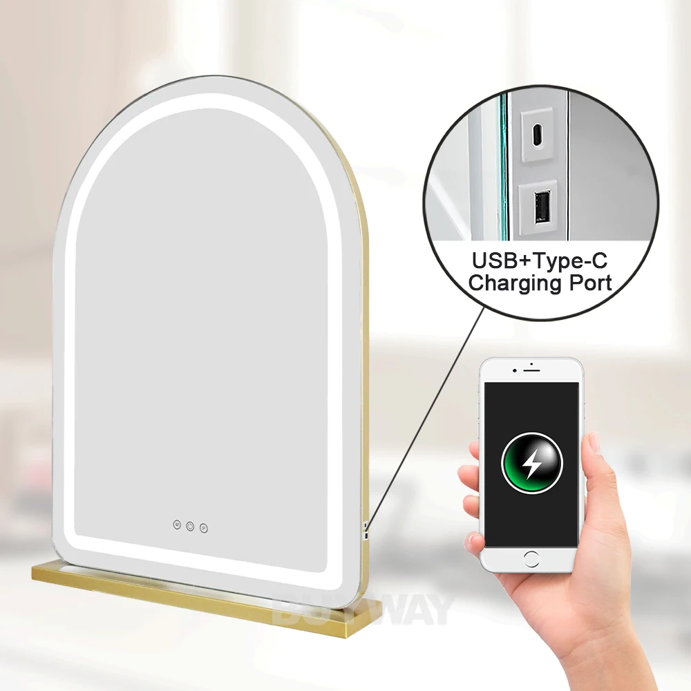 AMZ Hot Sale Dressing Table Large Vanity Mirror Dimmable LED With 3 Color LightsLighted Hollywood Makeup Mirror For Bedroom