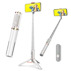 Selfie Stick Tripod with Detachable Wireless Remote Extendable Aluminum Cell Phone Tripod Stand for iPhone Android